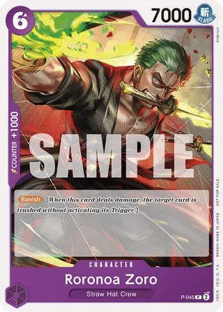 Roronoa Zoro (OP-06 Pre-Release Tournament) [Participant] #P-045-op-06-pre-release-tournament-participant · One Piece Promotion Cards One Piece card