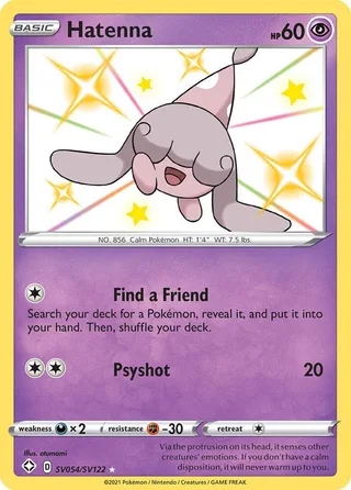 Hatenna #SV054 · Shining Fates Shiny Vault Pokémon card