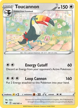 Toucannon #145 · Vivid Voltage Pokémon card