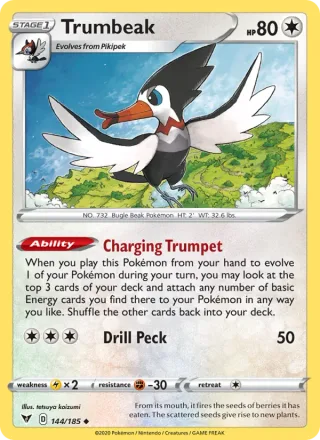 Trumbeak #144 · Vivid Voltage Pokémon card