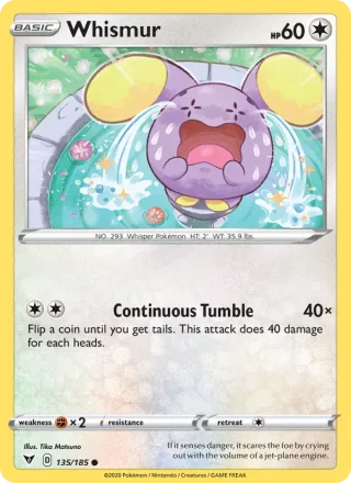 Whismur #135 · Vivid Voltage Pokémon card
