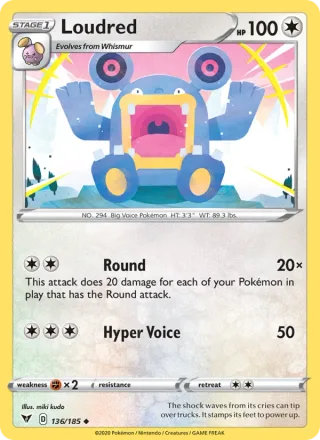 Loudred #136 · Vivid Voltage Pokémon card