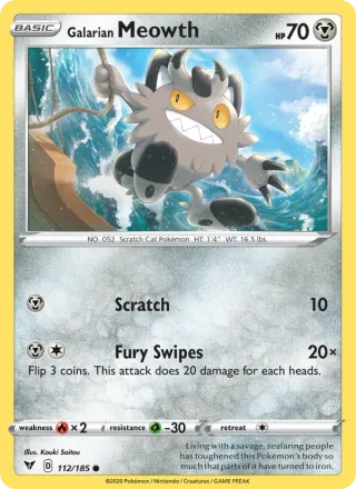 Galarian Meowth #112 · Vivid Voltage Pokémon card