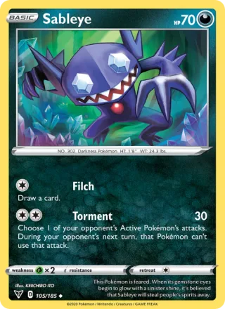 Sableye #105 · Vivid Voltage Pokémon card