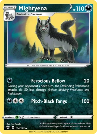 Mightyena #104 · Vivid Voltage Pokémon card