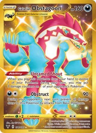 Galarian Obstagoon #198 · Vivid Voltage Pokémon card