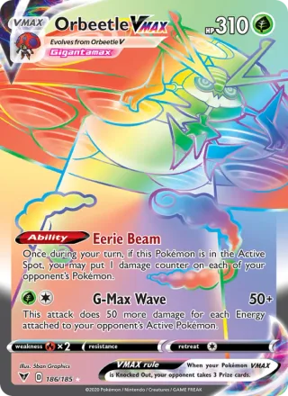 Orbeetle VMAX #186 · Vivid Voltage Pokémon card