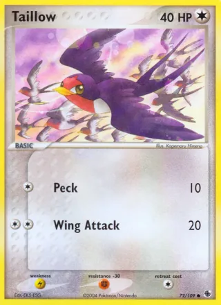 Taillow #72 · Ruby & Sapphire Pokémon card
