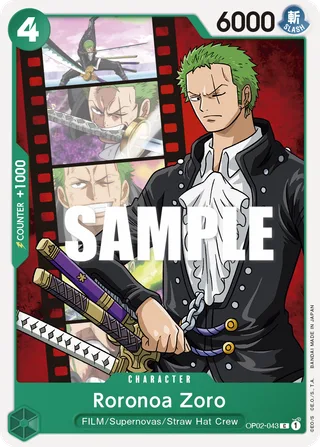 Roronoa Zoro #OP02-043 · Paramount War Pre-Release Cards One Piece card
