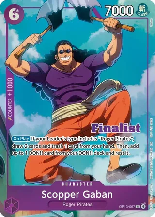 Scopper Gaban (CS 26-27 Finalist Card Set Vol.1) #OP13-067-cs-26-27-finalist-card-set-vol-1 · One Piece Promotion Cards One Piece card