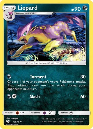 Liepard #49 · Shining Legends Pokémon card