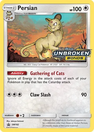 Persian #SM182 · SM Black Star Promos Pokémon card