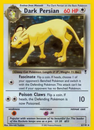 Dark Persian #6 · Legendary Collection Pokémon card