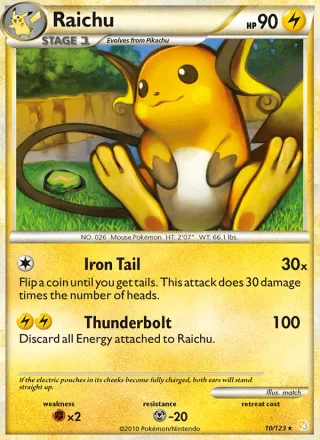 Raichu #10 · HeartGold SoulSilver Pokémon card