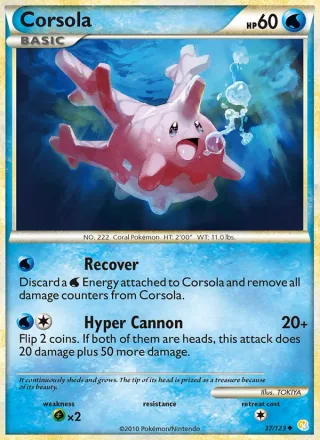 Corsola #37 · HeartGold SoulSilver Pokémon card