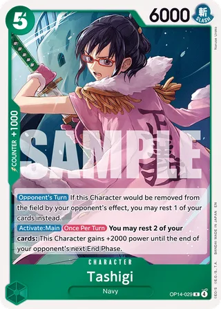 Tashigi #OP14-029 · The Azure Sea's Seven One Piece card