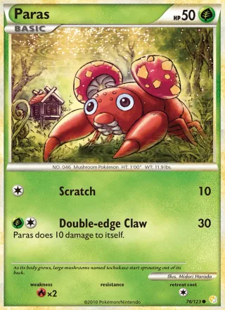 Paras #76 · HeartGold SoulSilver Pokémon card