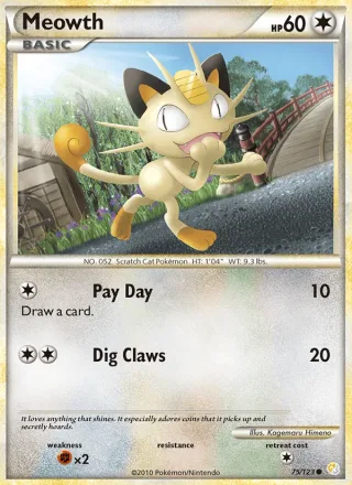 Meowth #75 · HeartGold SoulSilver Pokémon card