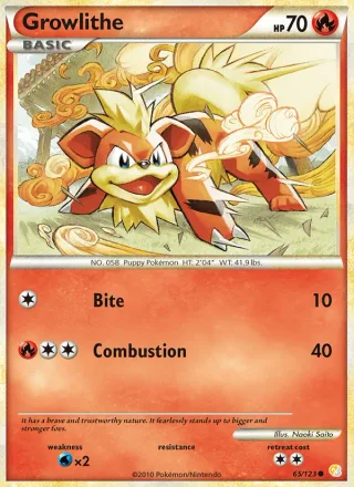 Growlithe #65 · HeartGold SoulSilver Pokémon card