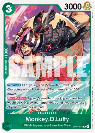 Monkey.D.Luffy - OP14-34 #OP14-034 · The Azure Sea's Seven One Piece card