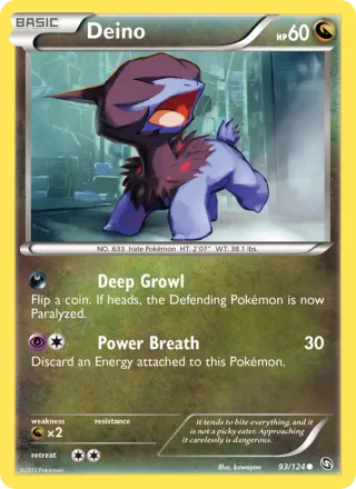 Deino #93 · Dragons Exalted Pokémon card