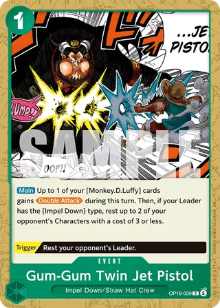 Gum-Gum Twin Jet Pistol #OP16-039 · The Time of Battle Release Event Cards One Piece card