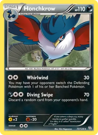 Honchkrow #73 · Dragons Exalted Pokémon card