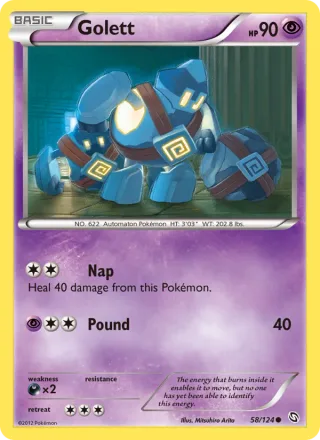 Golett #58 · Dragons Exalted Pokémon card