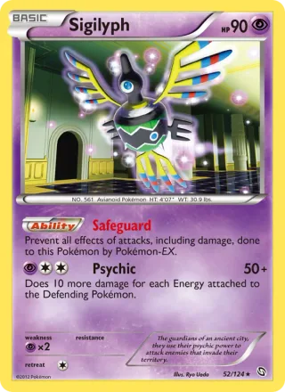 Sigilyph #52 · Dragons Exalted Pokémon card