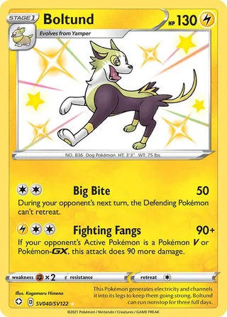 Boltund #SV040 · Shining Fates Shiny Vault Pokémon card
