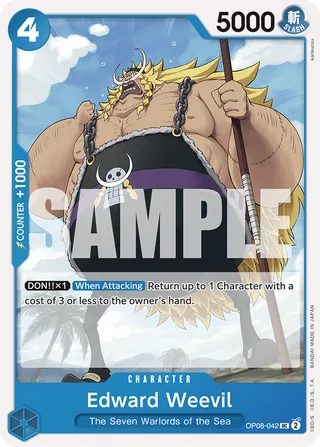 Edward Weevil #OP08-042 · Two Legends Pre-Release Cards One Piece card
