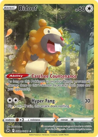 Bidoof #GG29 · Crown Zenith Galarian Gallery Pokémon card
