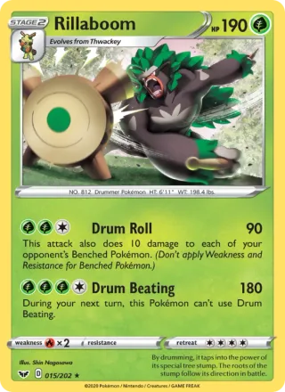 Rillaboom #15 · Sword & Shield Pokémon card