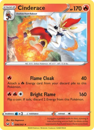 Cinderace #36 · Sword & Shield Pokémon card