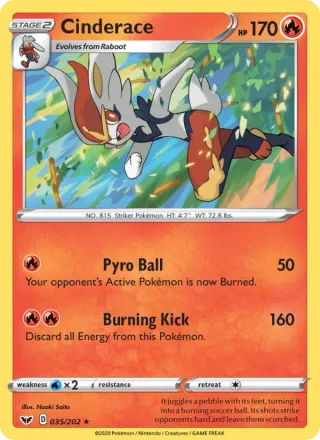 Cinderace #35 · Sword & Shield Pokémon card