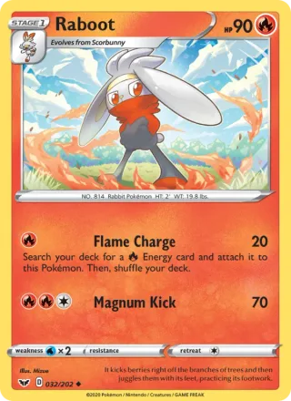 Raboot #32 · Sword & Shield Pokémon card