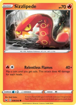 Sizzlipede #38 · Sword & Shield Pokémon card
