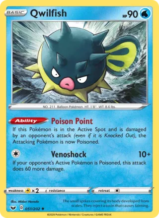 Qwilfish #51 · Sword & Shield Pokémon card