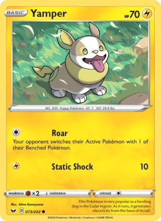 Yamper #73 · Sword & Shield Pokémon card