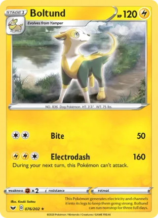Boltund #76 · Sword & Shield Pokémon card