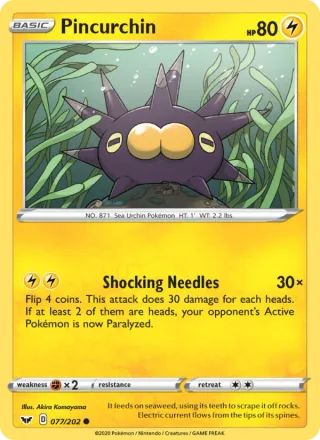 Pincurchin #77 · Sword & Shield Pokémon card