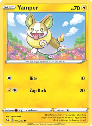Yamper #74 · Sword & Shield Pokémon card