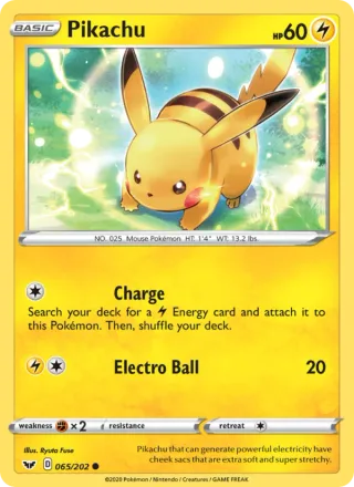 Pikachu #65 · Sword & Shield Pokémon card