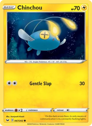 Chinchou #67 · Sword & Shield Pokémon card