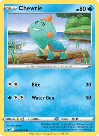 Chewtle #60 · Sword & Shield Pokémon card