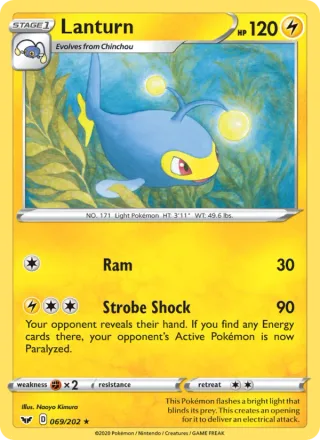 Lanturn #69 · Sword & Shield Pokémon card