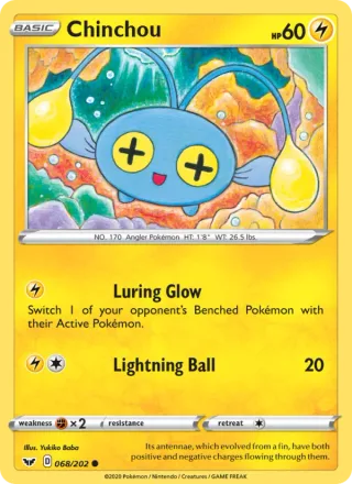Chinchou #68 · Sword & Shield Pokémon card