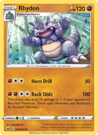 Rhydon #98 · Sword & Shield Pokémon card