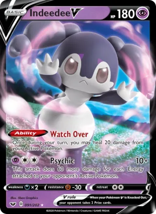 Indeedee V #91 · Sword & Shield Pokémon card