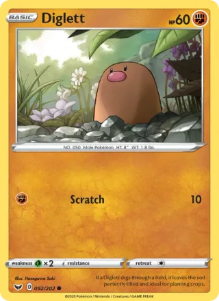 Diglett #92 · Sword & Shield Pokémon card